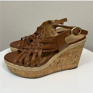 VGUC Franco Sarto Tammie Espadrille Leather Sandal - Tan/Brown Leather - 10M